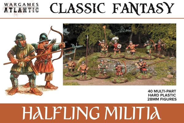 Wargames Atlantic Classic Fantasy Halfling Militia Lot de 40 figurines en plastique dur 28 mm