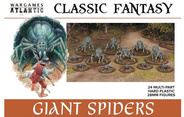 Wargames Atlantic Spiders Géants (24 Figurines Plastique Dur 28mm) - Fantaisie Classique Forêts Courses - Kit de Modèle en Plastique - Unisexe - A partir de 6 Ans
