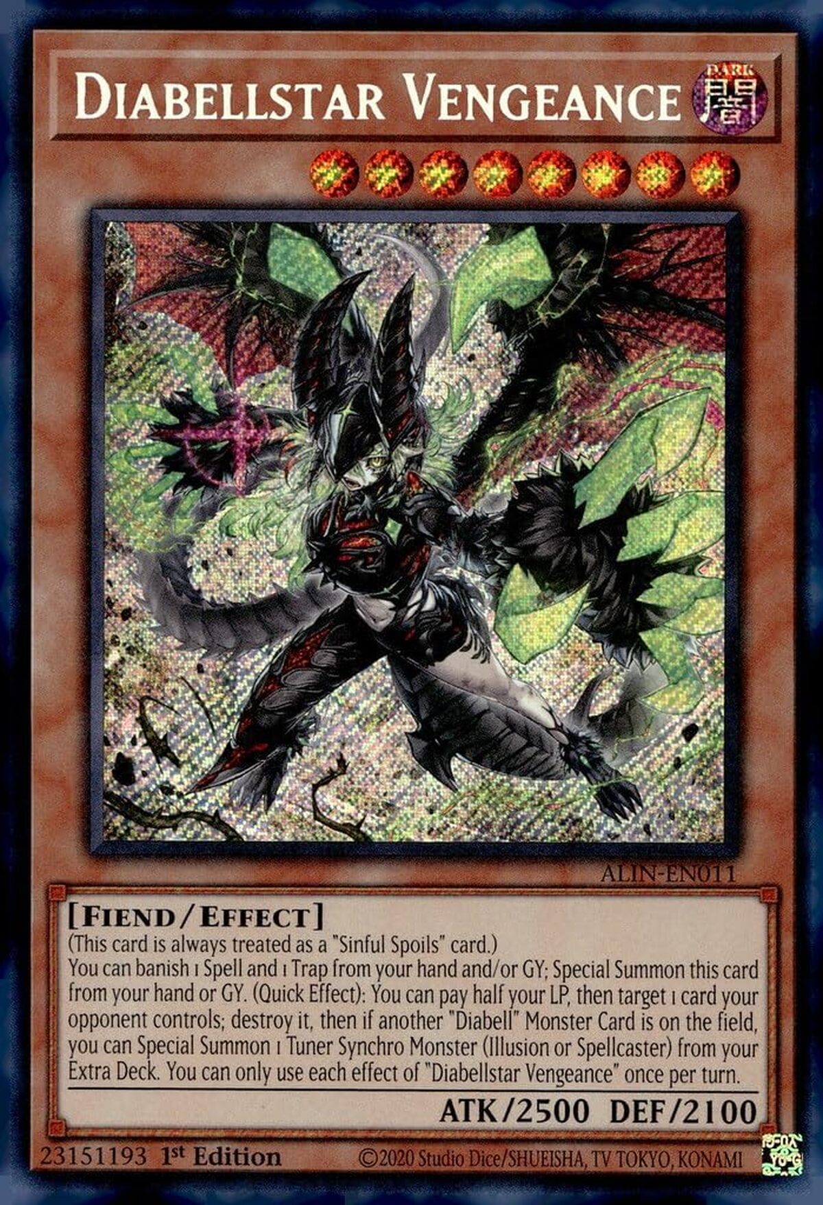 Test du Diabellstar Vengeance ALIN-EN011 Secret Rare 1ère édition