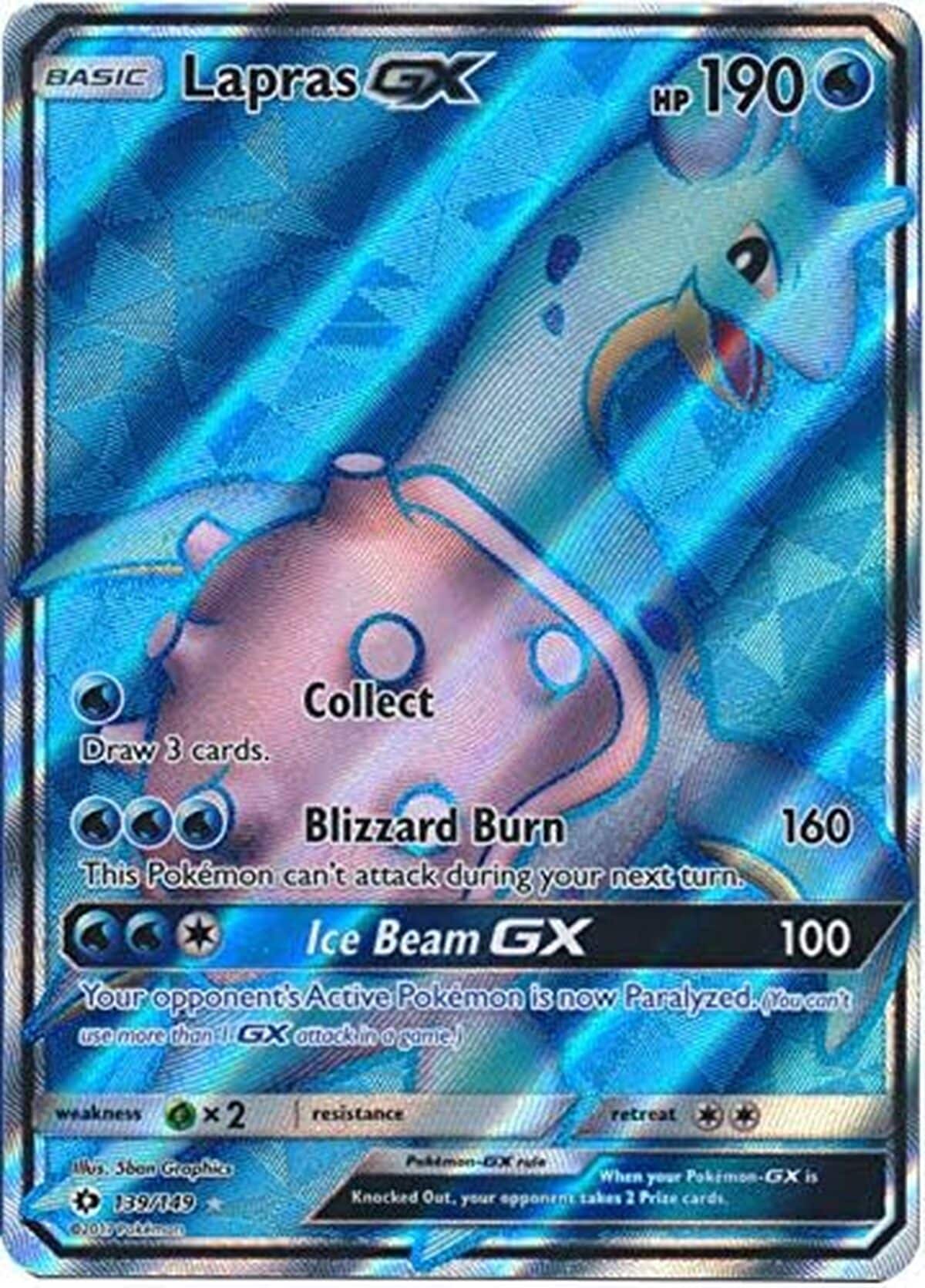 Test : lapras-GX - carte Pokémon ultra rare Soleil et Lune