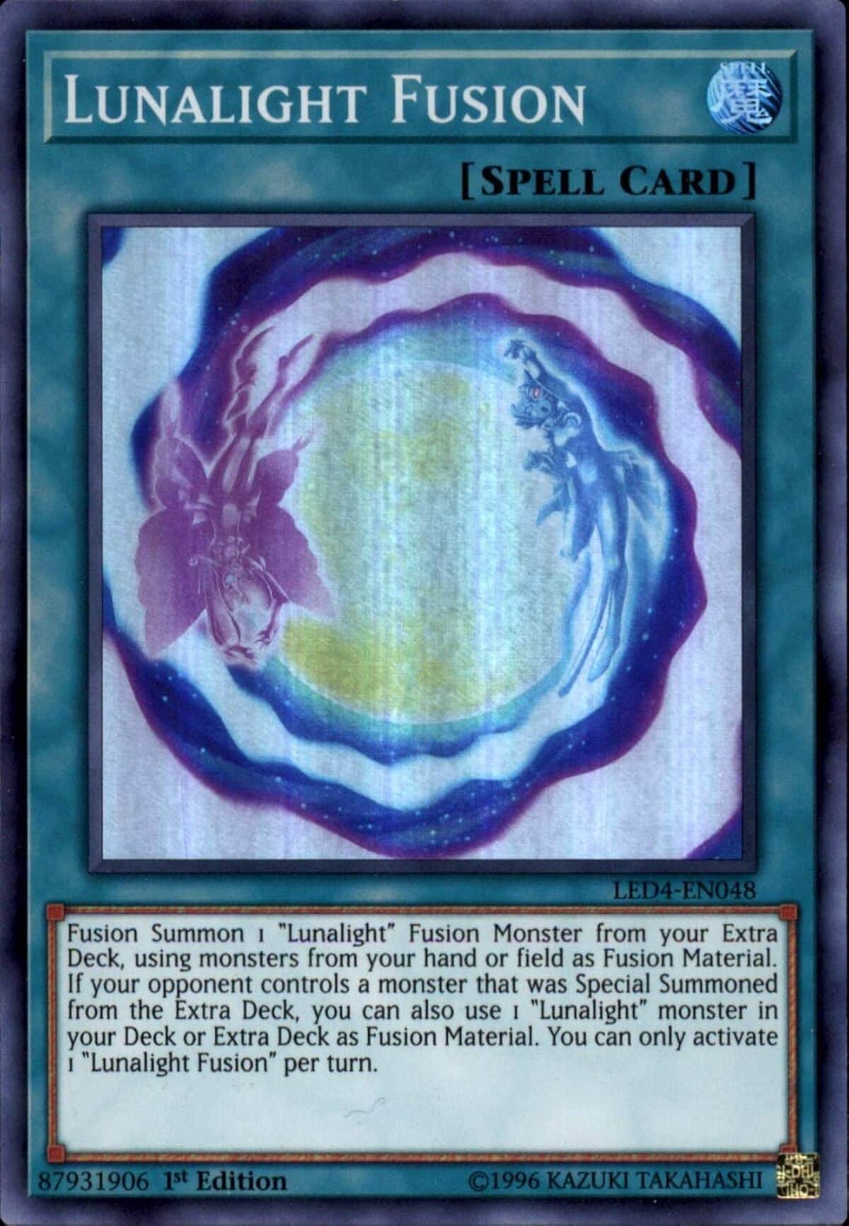 Critique de carte Yu-Gi-Oh! : lunalight Fusion LED4-EN048, rare et super 1re édition