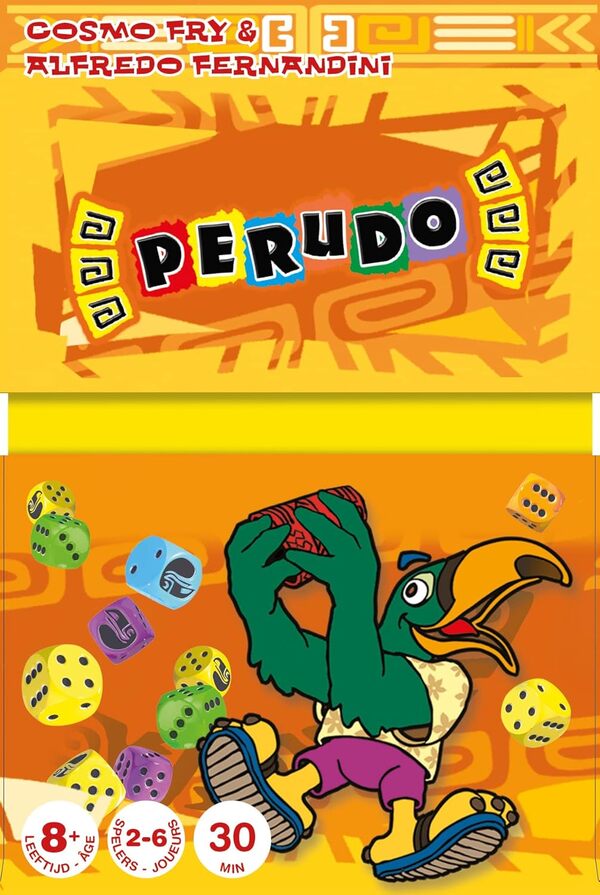 Asmodee - PERUDO- Jeu de Dés et de Bluff pour Enfants dès 8 Ans - Jeu d'Ambiance et Stratégie Familial avec 5 Dés & 1 Gobelet - Ancienne Edition - 2 à 6 Joueurs - Partie 30 Min - Zygomatic