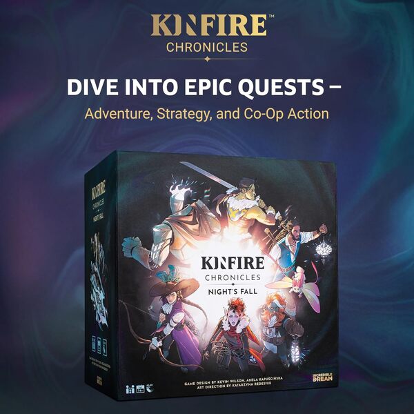 Kinfire Chronicles: Night's Fall - Jeu de campagne coopératif facile à apprendre - Aventure fantastique épique avec construction de deck - À partir de 14 ans - Fabriqué par Incredible Dream