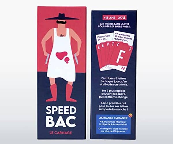 Plongez dans l'univers de Speed Bac, le jeu rapide et hilarant pour 2 à 7 joueurs. Expérimentez des parties endiablées et renforcez vos liens sociaux lors de soirées inoubliables.